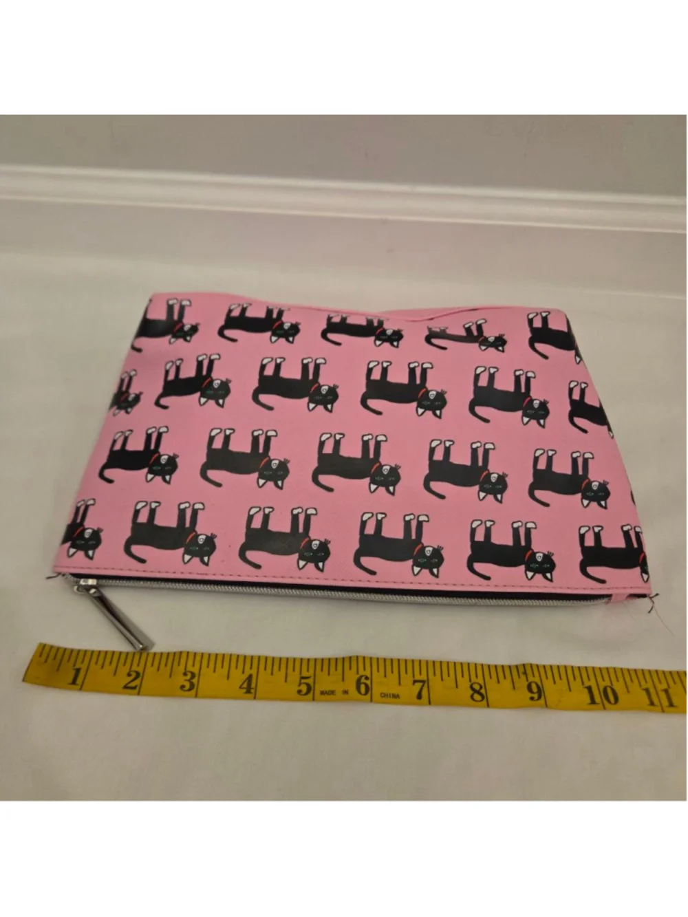 Marc Tetro Pink Black Cat Print Cosmetic Bag